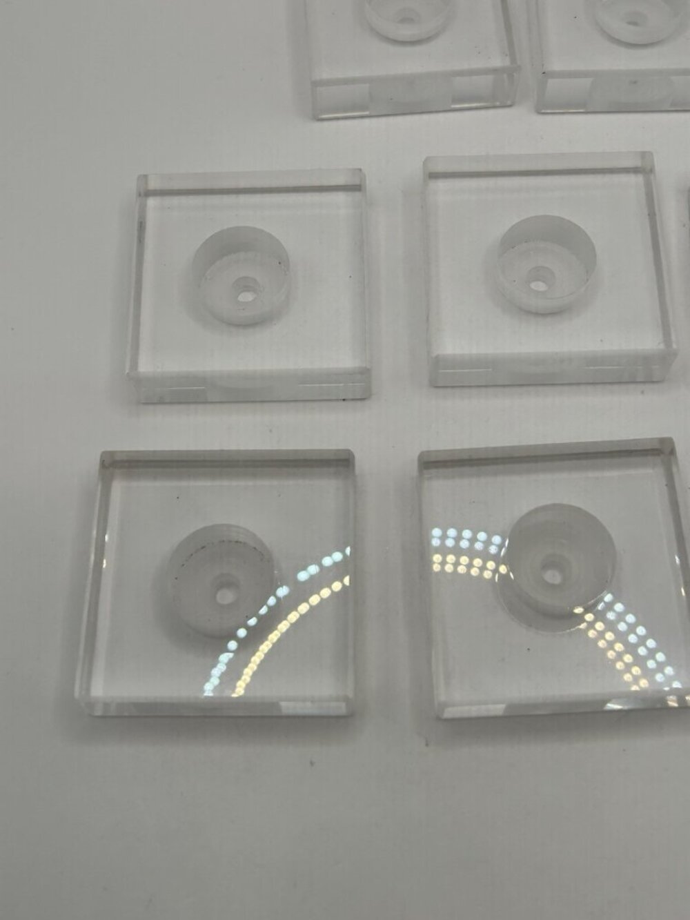 Lot of 8 Clear Acrylic Lucite Display Mount Blocks 2” Square Recessed Center - Picture 4 of 15